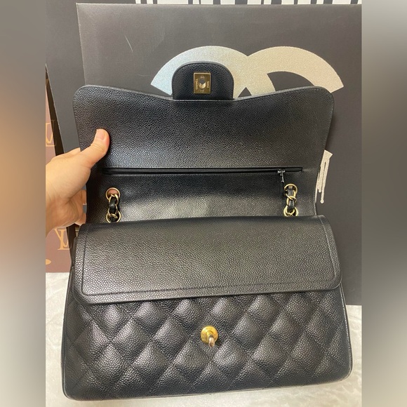 CHANEL CLASSIC JUMBO DOUBLE FLAP BLACK CAVIAR GHW - Picture 7 of 14